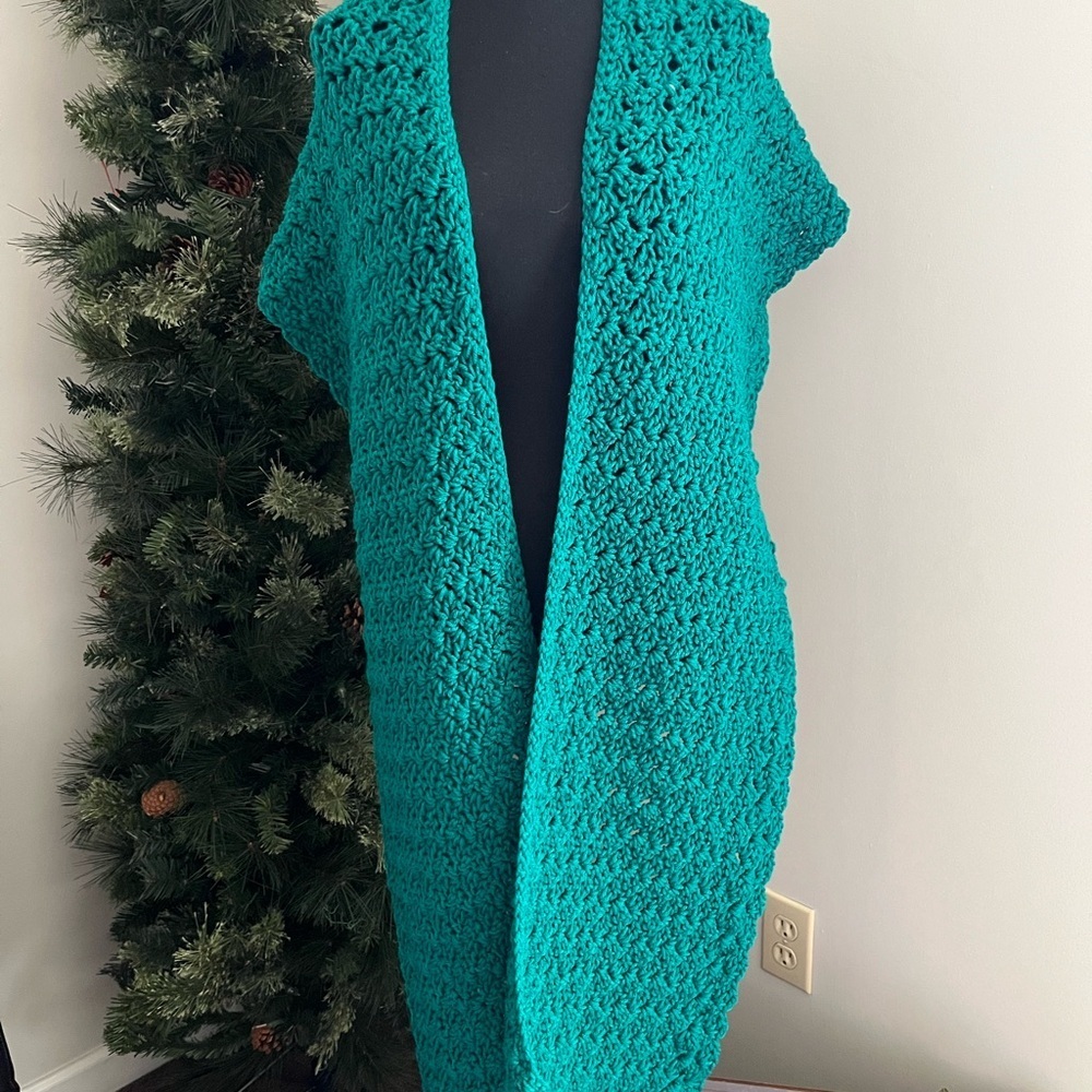 Chic Teal Crochet Scarf/Wrap/Shawl - Picture 5 of 5
